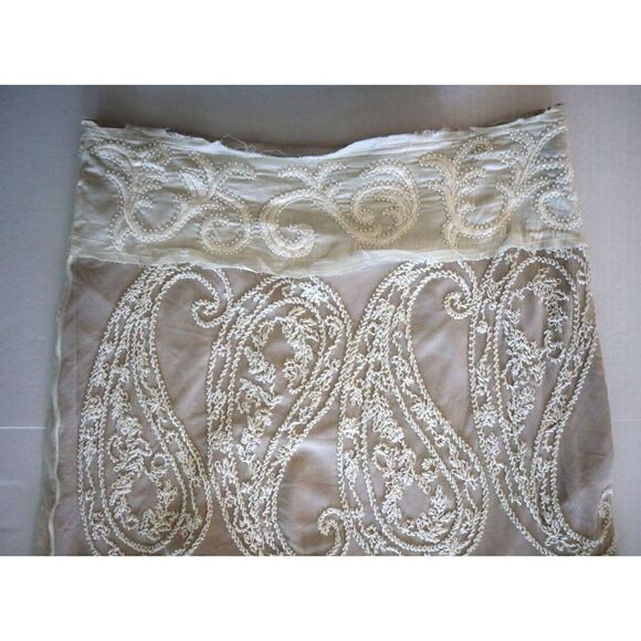 Basil & Maude Women Sz 8 Beige Beaded Heavily Embellished A-Line Midi Skirt - Picture 3 of 6